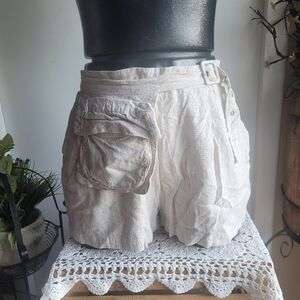 Shinestar Linen Blend Shorts with Attached Pouch M